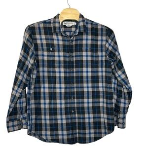 WindRiver mens flannel shirt 2XLT blue button front classic fit work shirt plaid